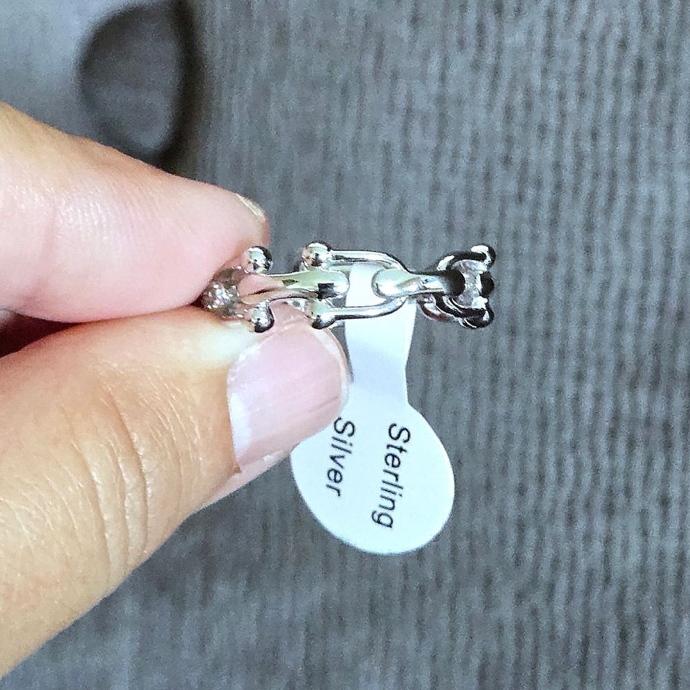 Cote d'Argent Silver🤍 U-Link⛓️ Ring With Clear Crystals💎 - NWT - Picture 5 of 16
